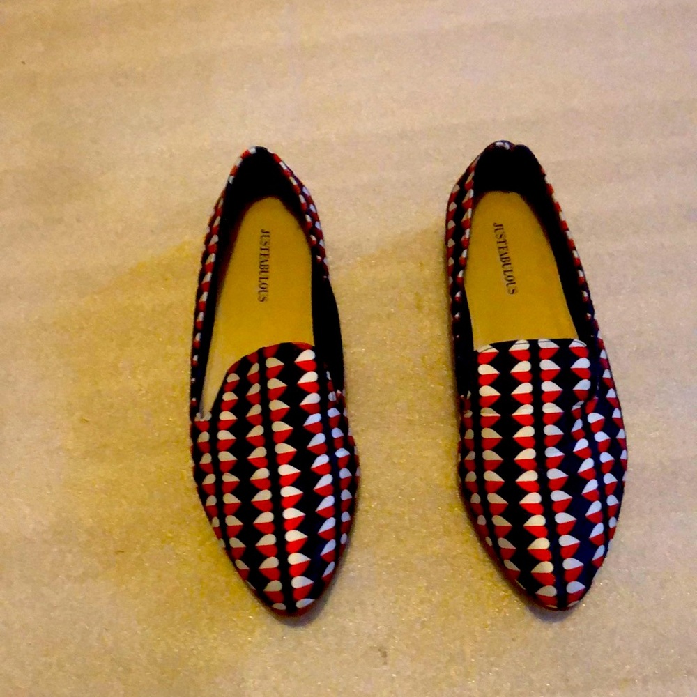 Just fab multi color slip on shoes in size 8.5